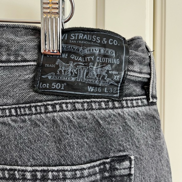 Levi's Premium 501 Tagged Demin Jeans Tapered Warp Stretch Black size 36 - Picture 8 of 14